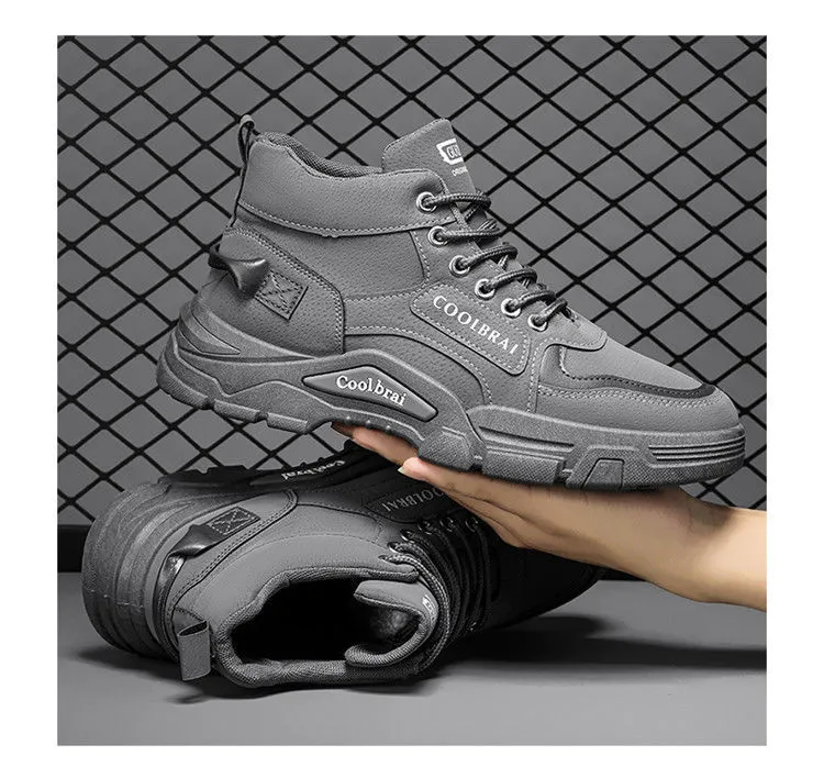 Men's Rugged Waterproof High Top Hiking Boots For Winter Work_voghion.com