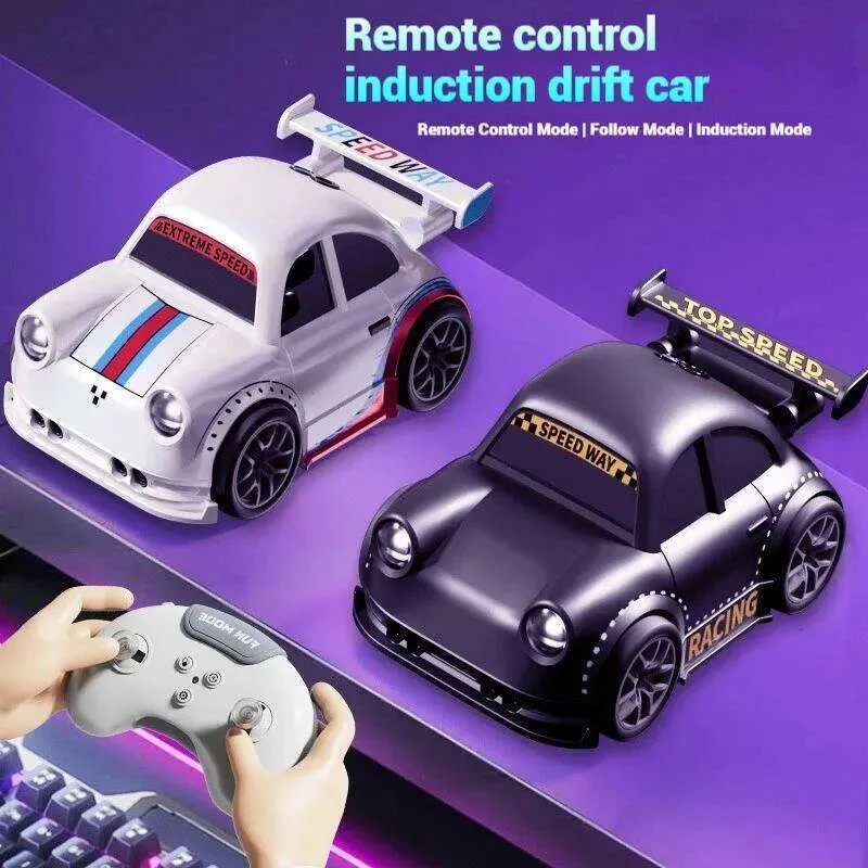 Mini Radio Control Car 4G Mini Radio Controlled Car 1:4 Scale Electric Sedan with Lights and ...