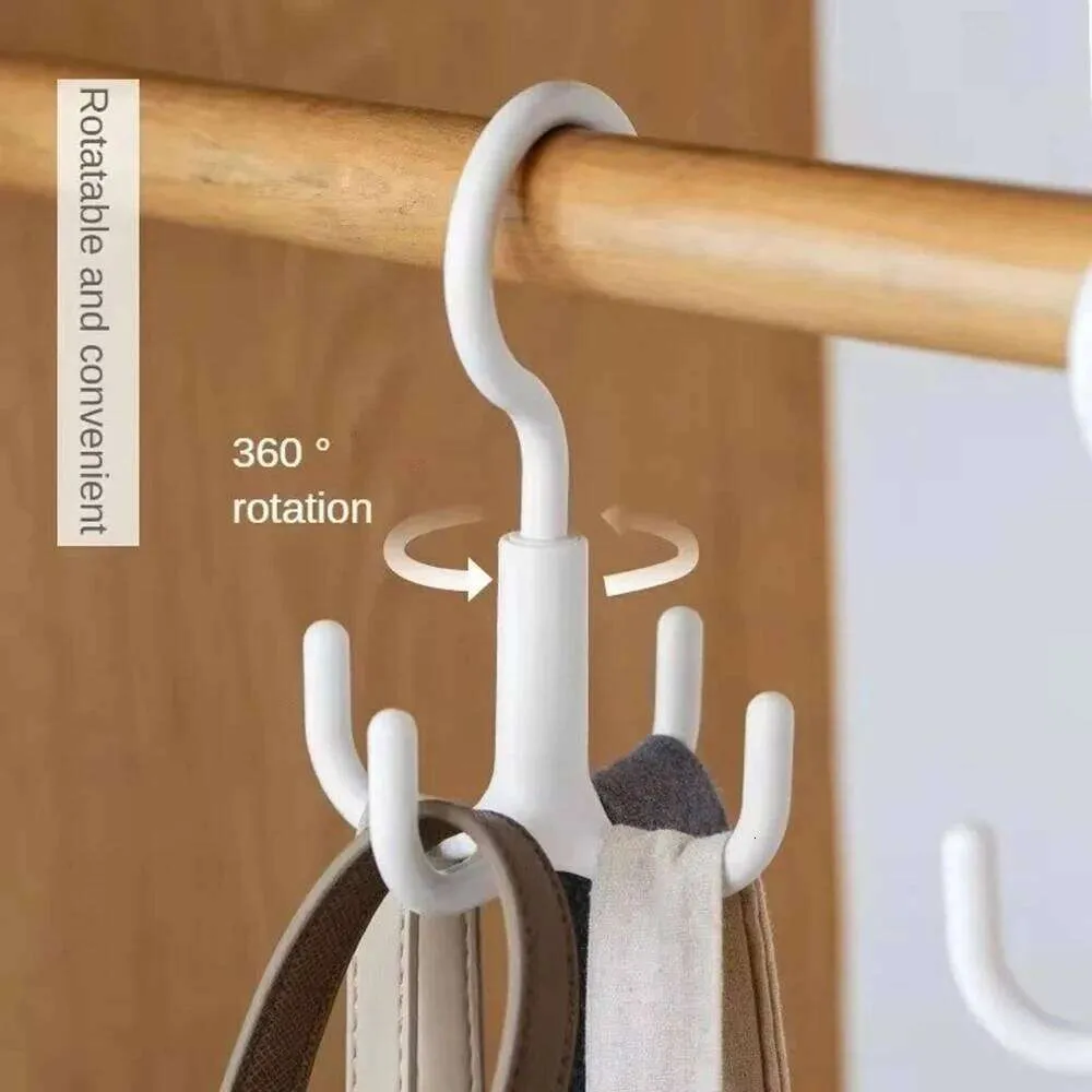 Hook Cloth Rack Hanging 4-Hook Clothes Rack With 360 Rotation and 2 Tiers - Heavy-Duty ...