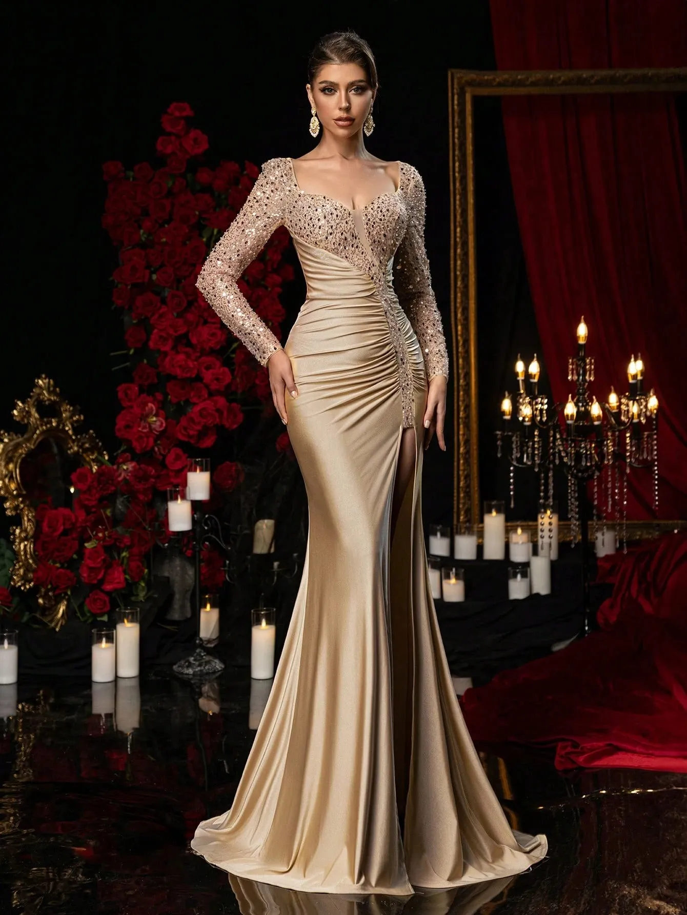 high end party dresses with custom fits Cowl neckline maxi Silk Satin Dress VIONNA, Backless evening gown, Custom fit