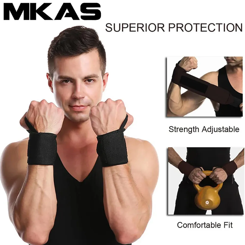 Fascia Polso Nera Per Sollevamento Pesi – Supporto Polso Allenamento Fitness (2 Pezzi, Traspirante)