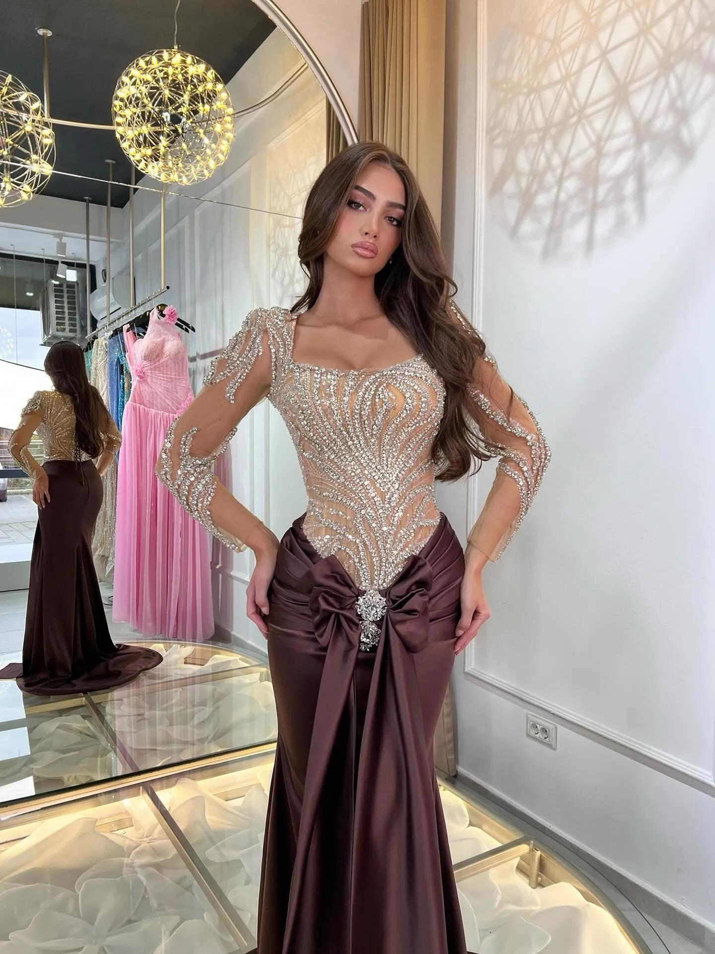 Modern Evening Dress Crystals Square Neck Long... From 172,17  | DHgate