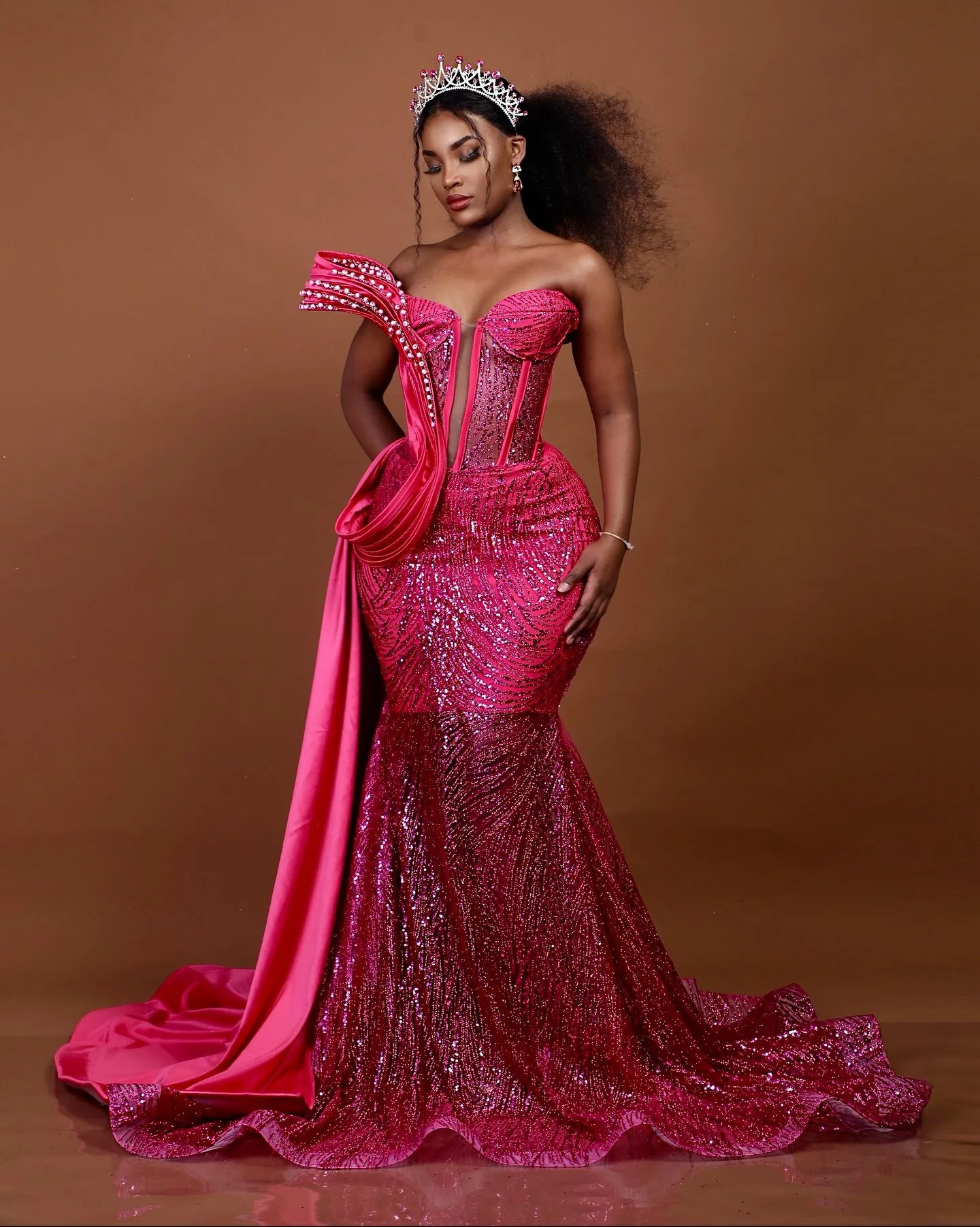 red birthday dress black girl Red Stain Mermaid Prom Dresses Black Girl Beaded Long Birthday robes de  soire
