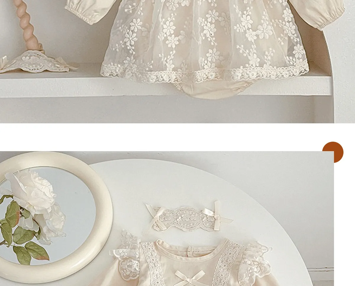 Denim Dress Sleeve Korean 2026.2026 Newborn Romper Baby Girl Infant Onesie 100% Cotton Lace Long ...