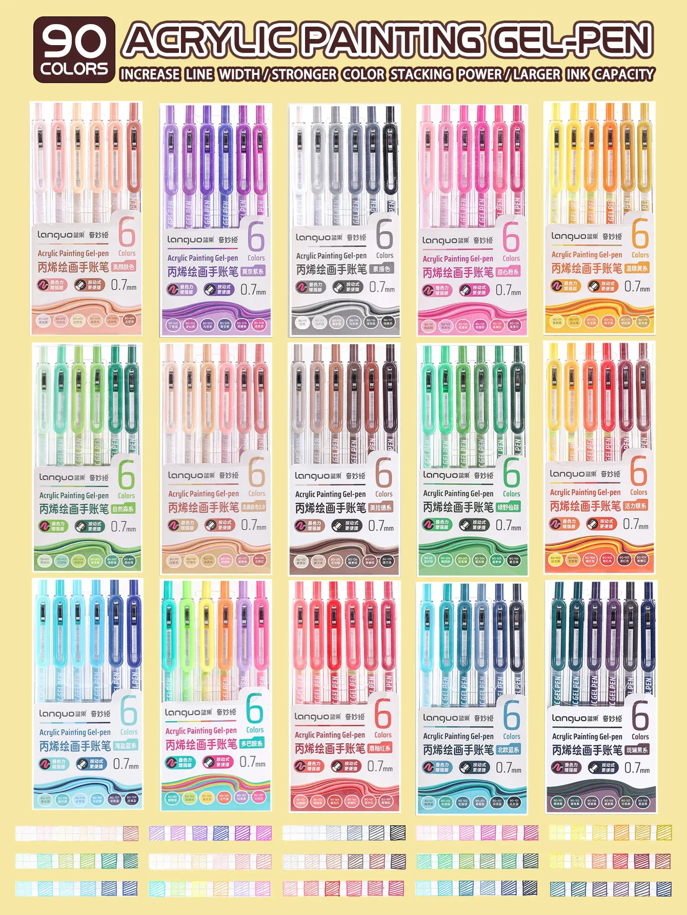 Languo Acrylic Painting Gel Pen Set   90 Multi Color... 