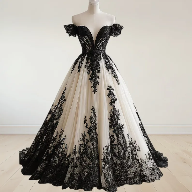 ivory black wedding dresses Gothic And Lace... From Chicweddings, Rs.15,963.88 Type_Mini Dress