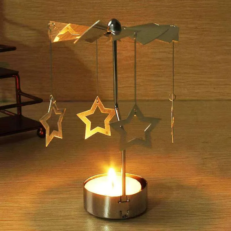 Rotary Glass Candle Holder Spinning Tea Light Carousel for Valentine's ...