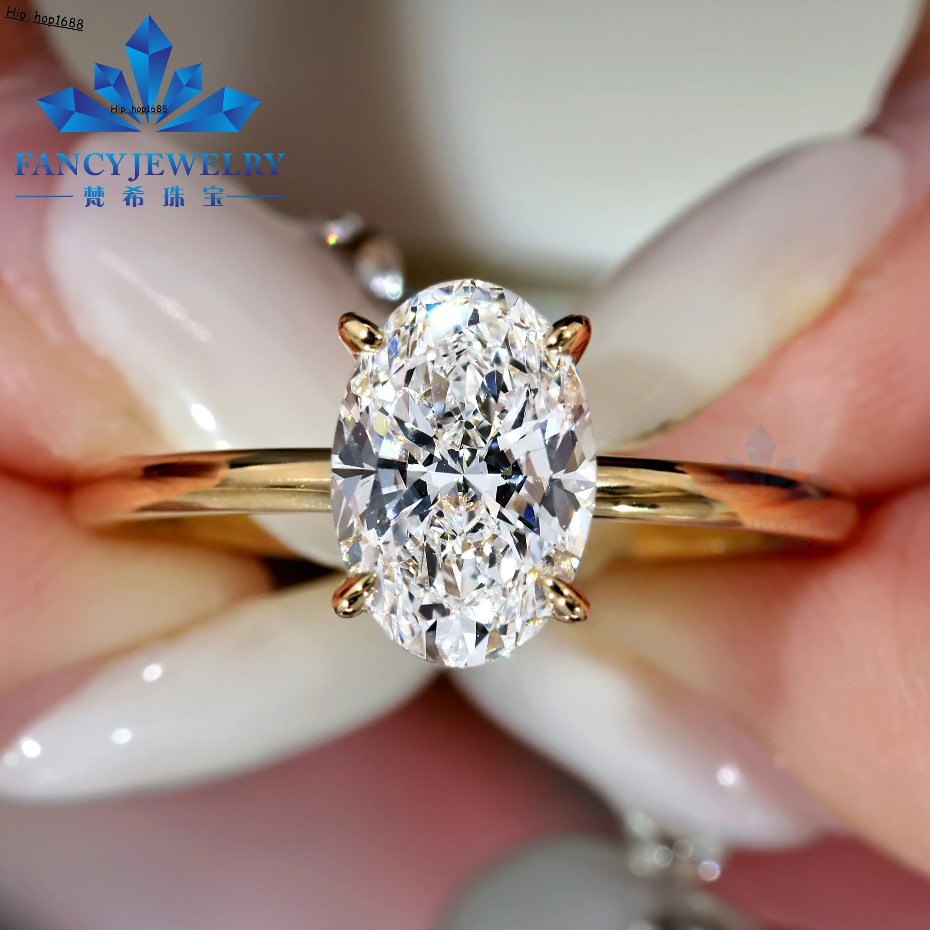 14K 18K Solid Gold Jewelry Solitaire Ring Oval Cut Lab Grown Diamond IGI Certified Fine Wedding Engagemt Rings For_voghion.com