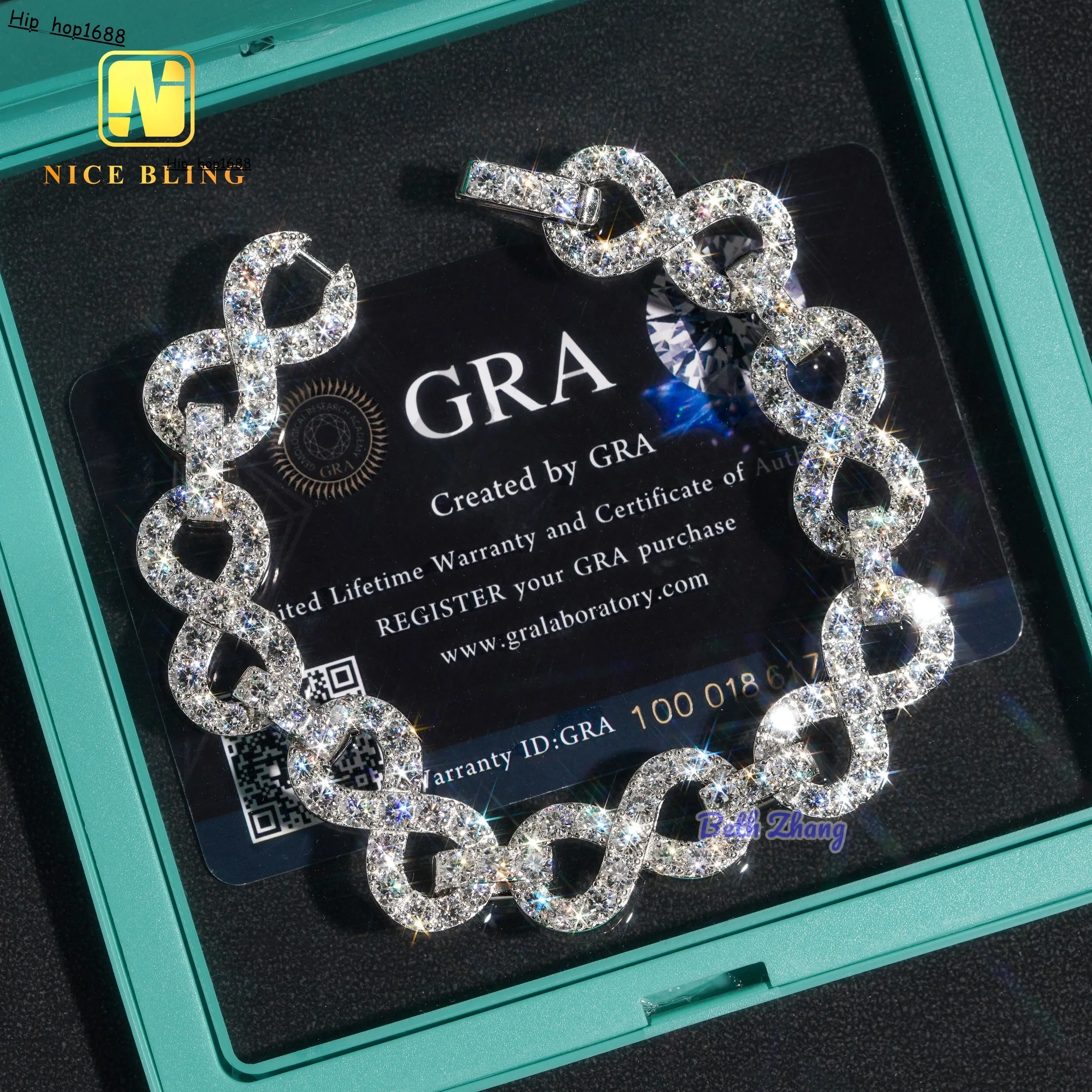 New Arrival NO8 Design Cuban Link Chains Sterling Silver Jewelry Cheap Price Unisex 13mm Fashion Moissanite Diamond_voghion.com