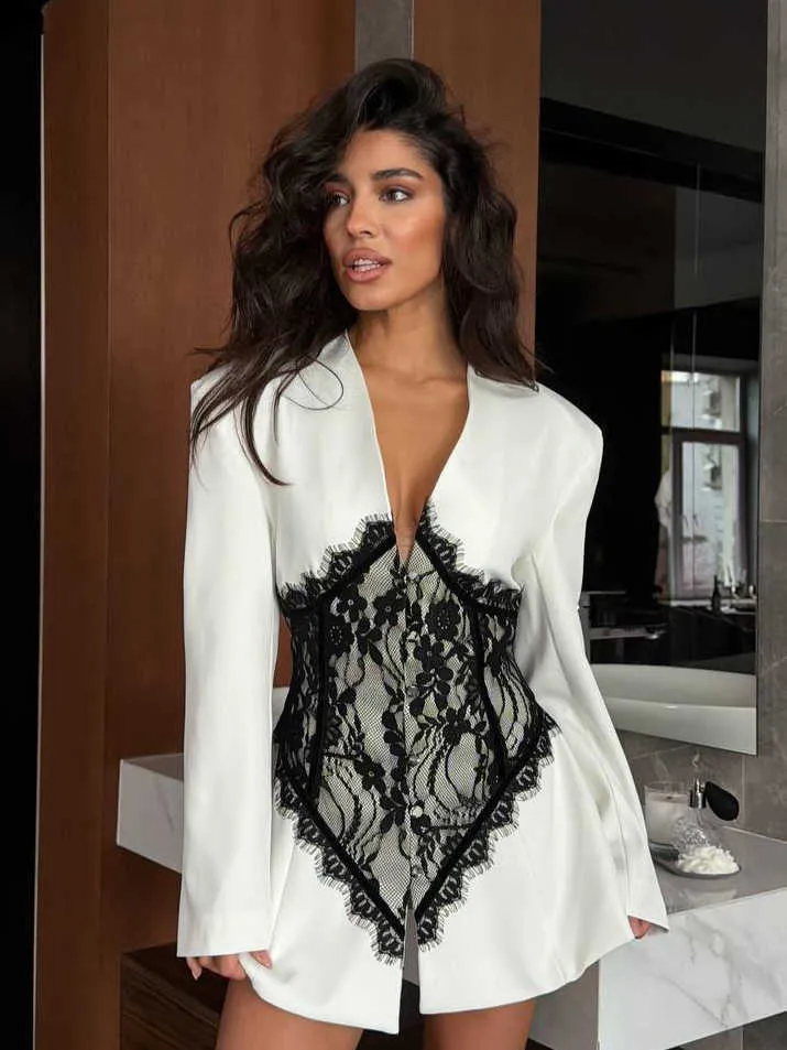 Sexy Niche Design Lace Patchwork Long Sleeved Suit... From Mengqiqi03, $20.88 | DHgate.Com Sexy Niche Design Lace Patchwork Long Sleeved Suit... From Mengqiqi03, $20.88 | DHgate.Com