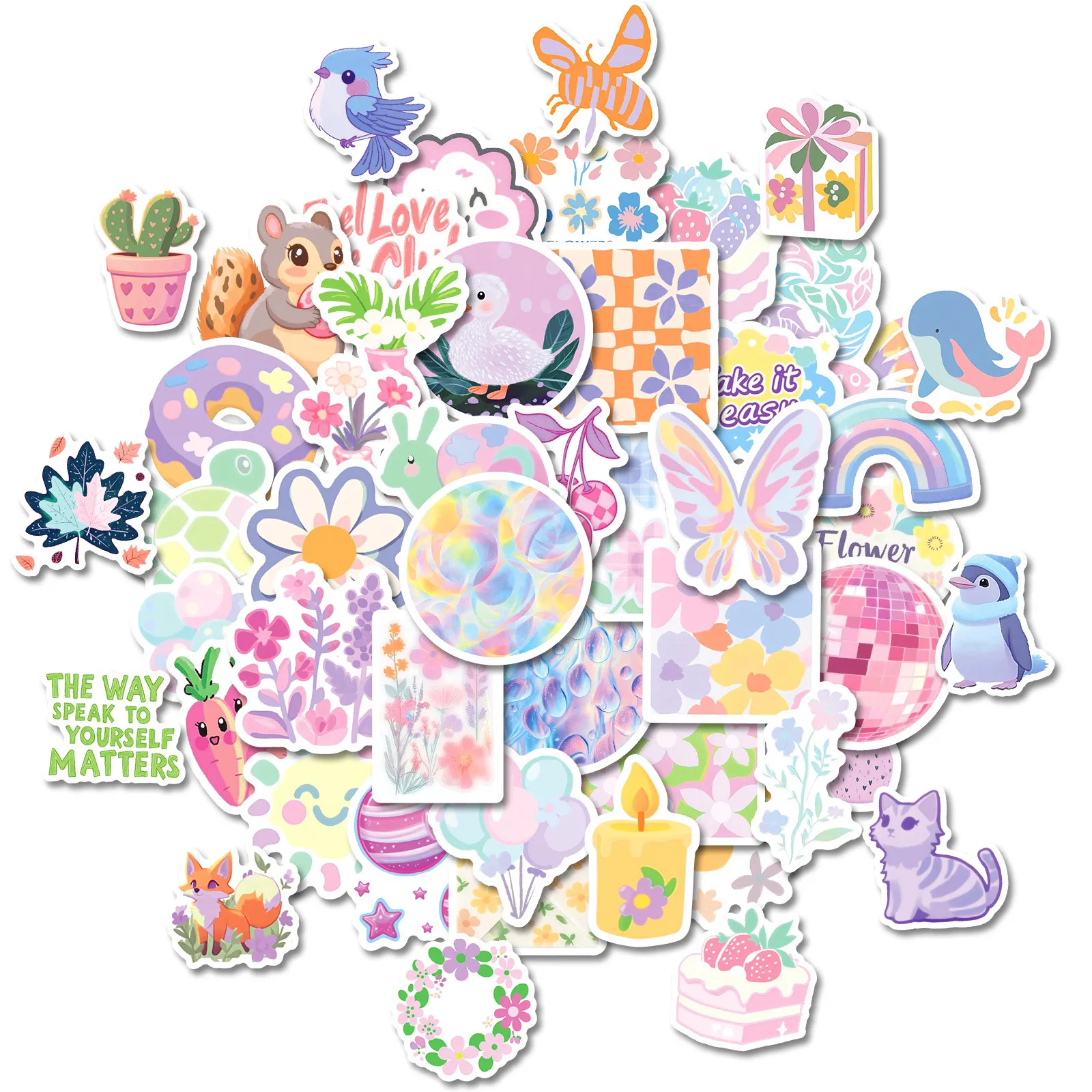 Pink Sticker One Color 50 Pink Ink Vinyl PVC Stickers 1.6-2.8 in 4-7 cm Decorative DIY ...