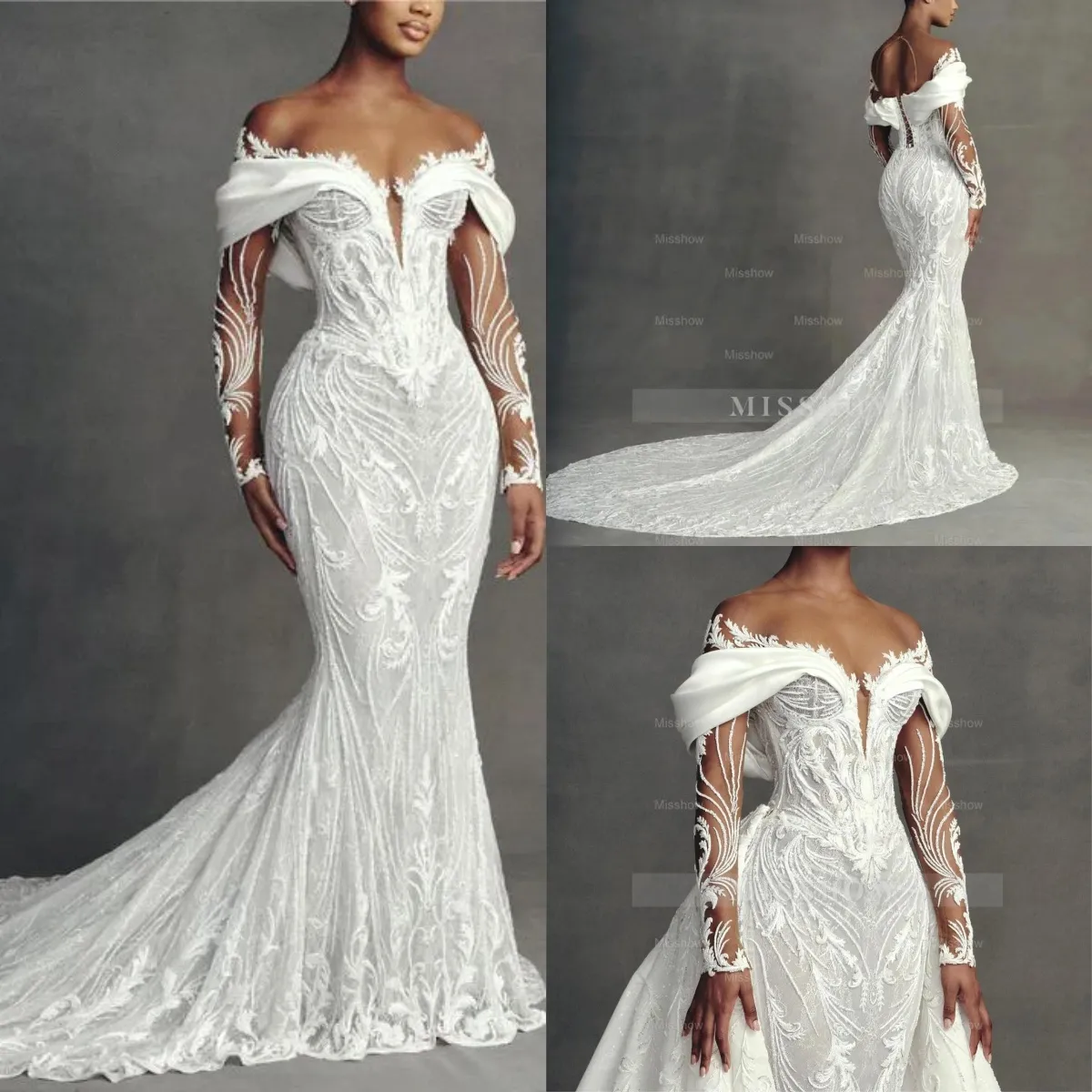 50% Off Elegant Sheer Long‑Sleeve Lace Mermaid Wedding Dress – Custom Made BC21809 Review & Price Drop