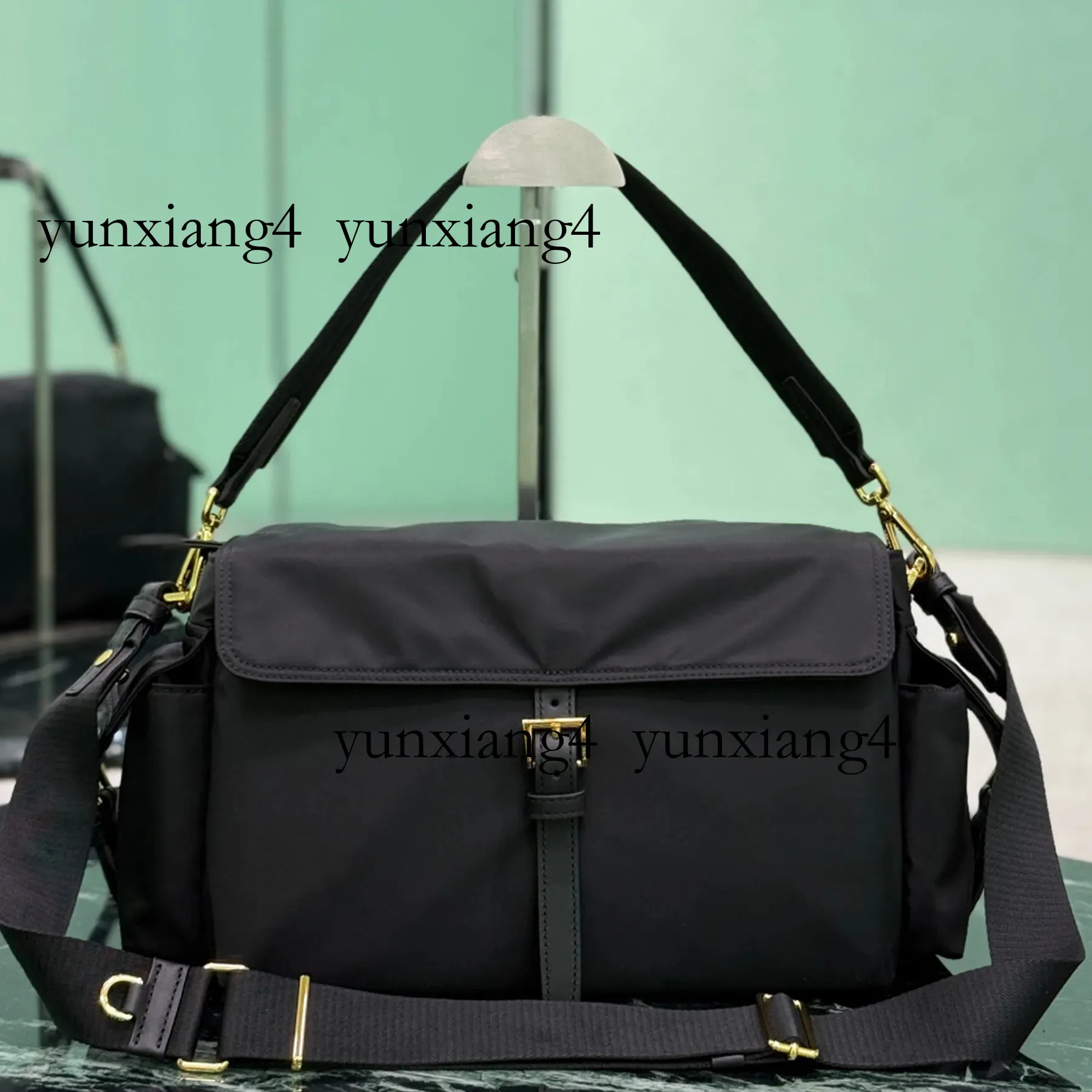 Medium Nylon Crossbody Bag with Cover Closure and Detachable Strap for ...