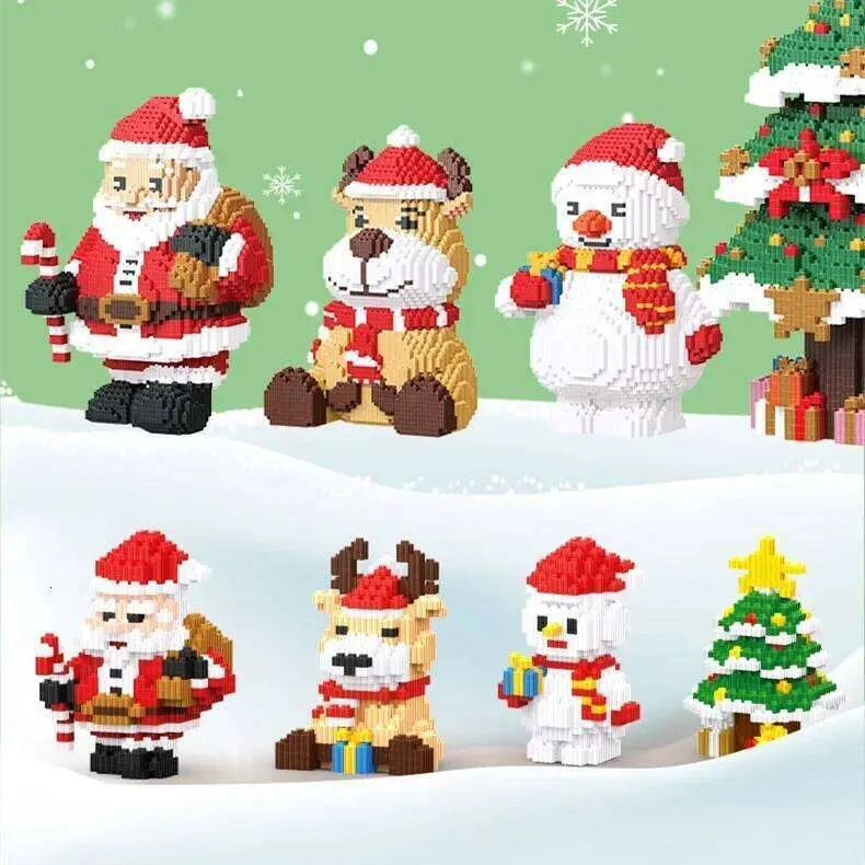 Christmas Tree Snowman Mini Building Blocks Plastic DIY Model Figure ...