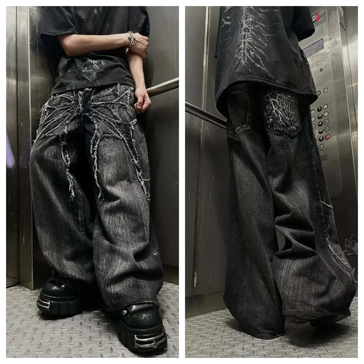 Mens Jeans Y2K Baggy Jeans Vintage Splicing... From Dh910350185 