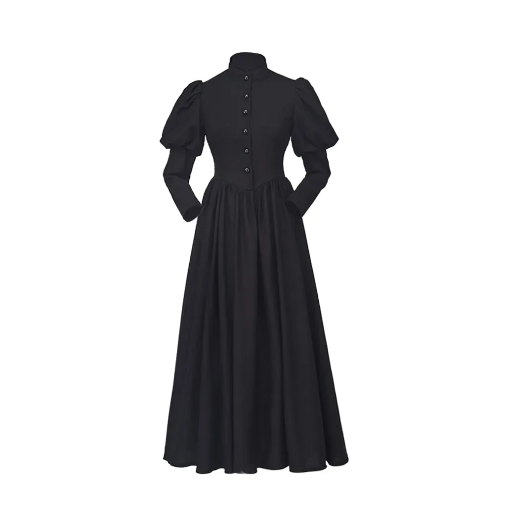 thigh split dress black PRE-ORDER