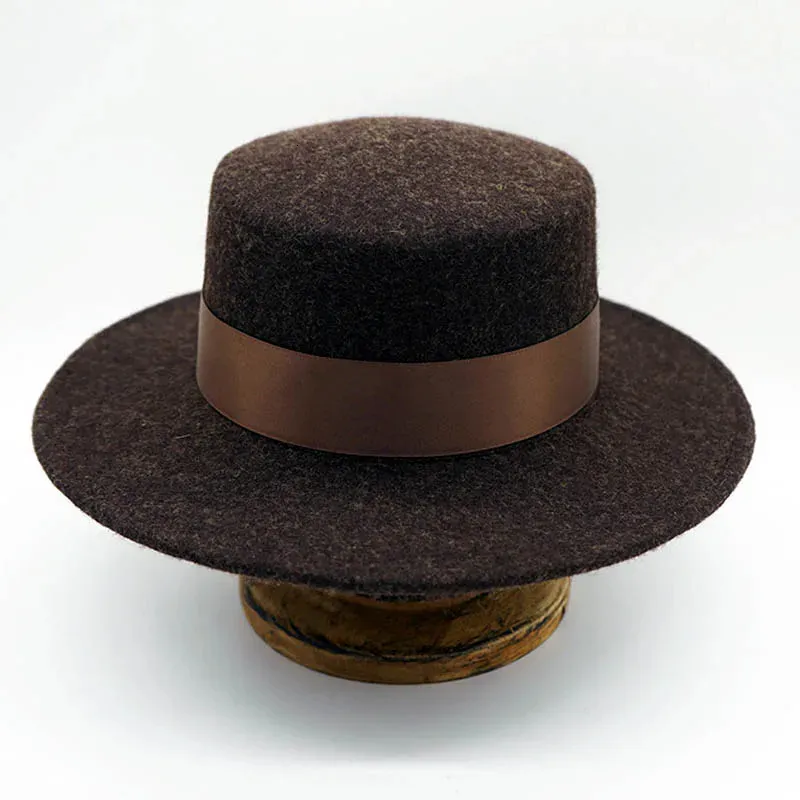 Cappello Fedora In Feltro Misto Per Uomo E Donna - Tesa Larga Piatta - Cappello Elegante Per Chiesa E Derby