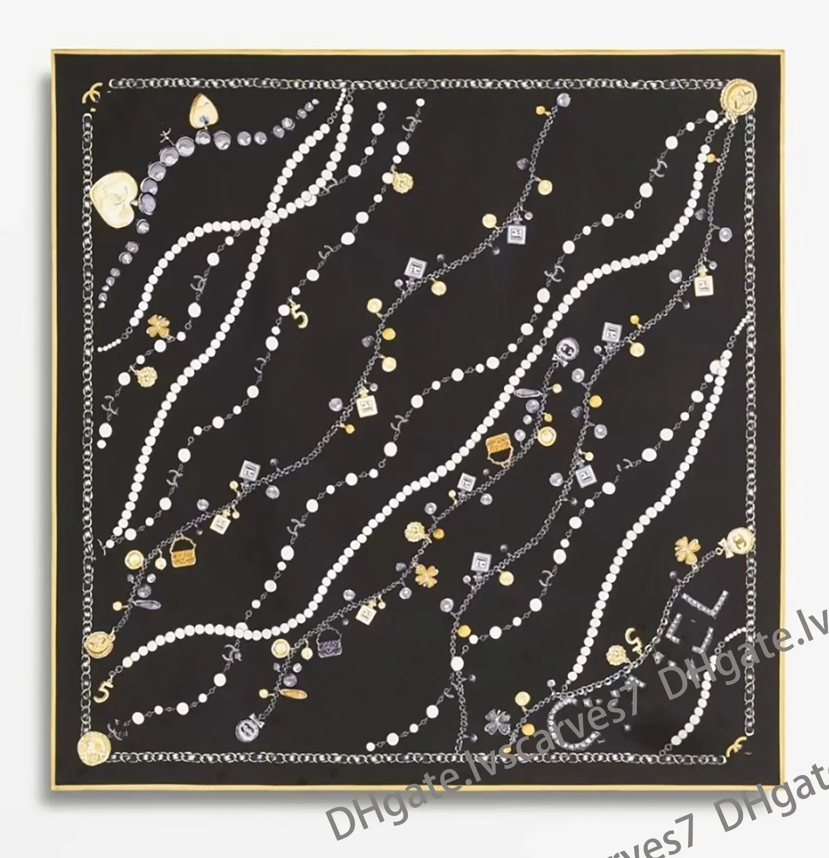 LOW START Twilly High-Grade Letter C Print Silk Scarf Chanel 100 Silk Twilly Cc Logo Four Leaf Clover Scarf In  main image 3