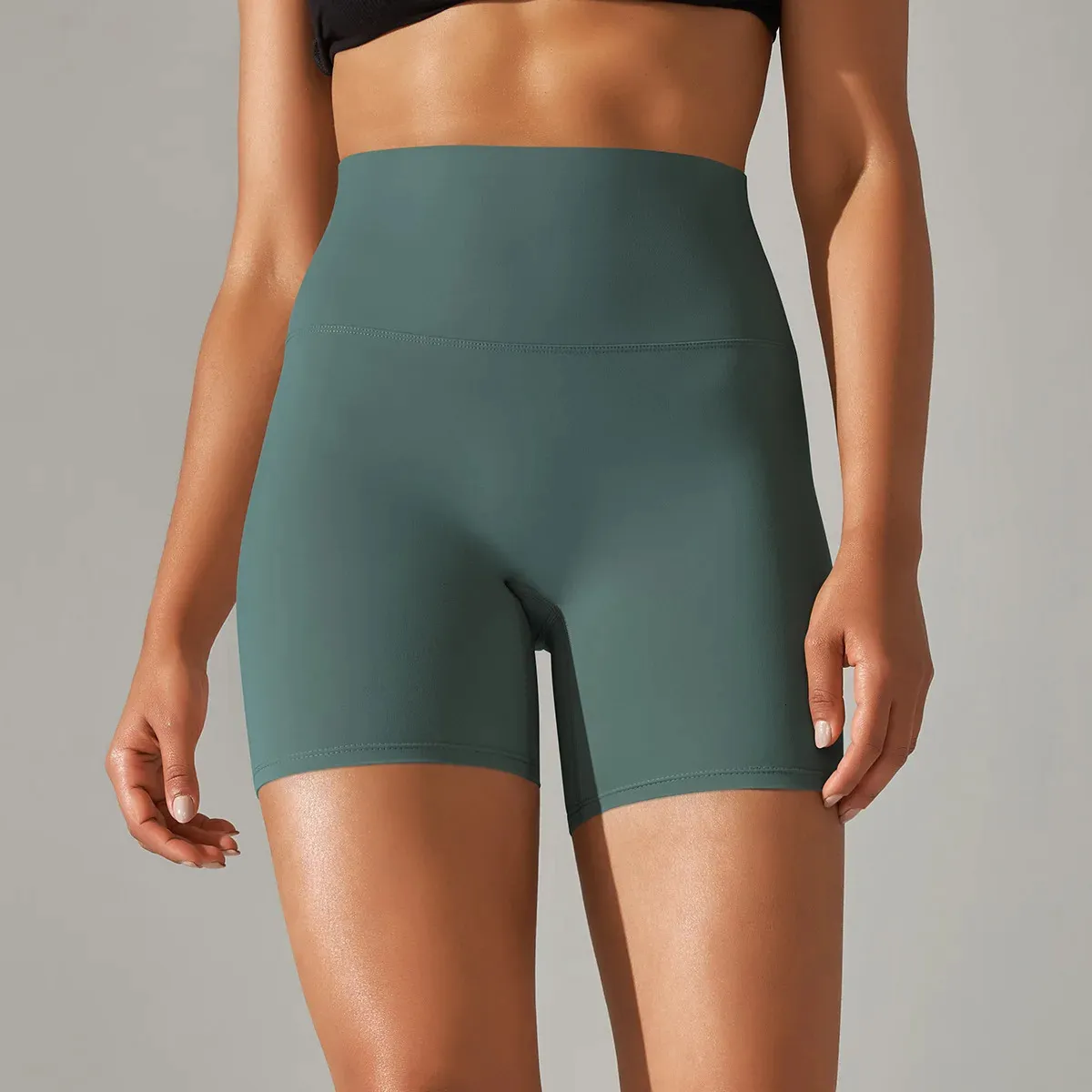 Pantaloncini Sportivi Donna Vita Alta Con Tasche – Corti Da Yoga E Corsa In Nylon Elastan, Senza Cuciture