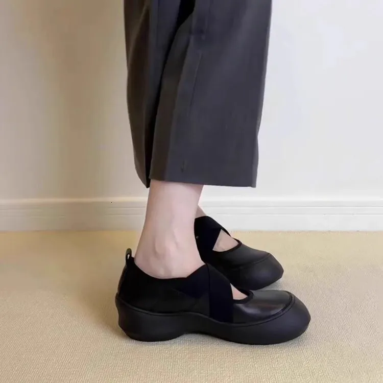 Ddmybagsvip Vintage Black Leather Mary Jane Shoes for Women with Buckle ...