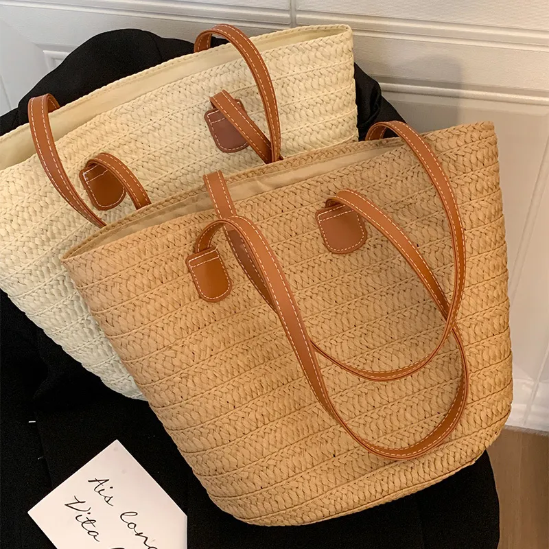 Straw Handbags For Women Large Capacity Woven Shoulder Tote Bag ...