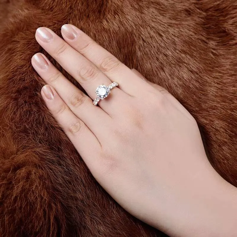 Anello di fidanzamento/matrimonio in oro massiccio 14 carati con moissanite da 2 carati, gioiello pregiato._voghion.com
