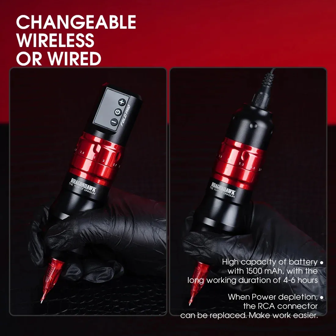 Dragonhawk Fold Pro Wireless Tattoo Machines Dragon From Huan07
