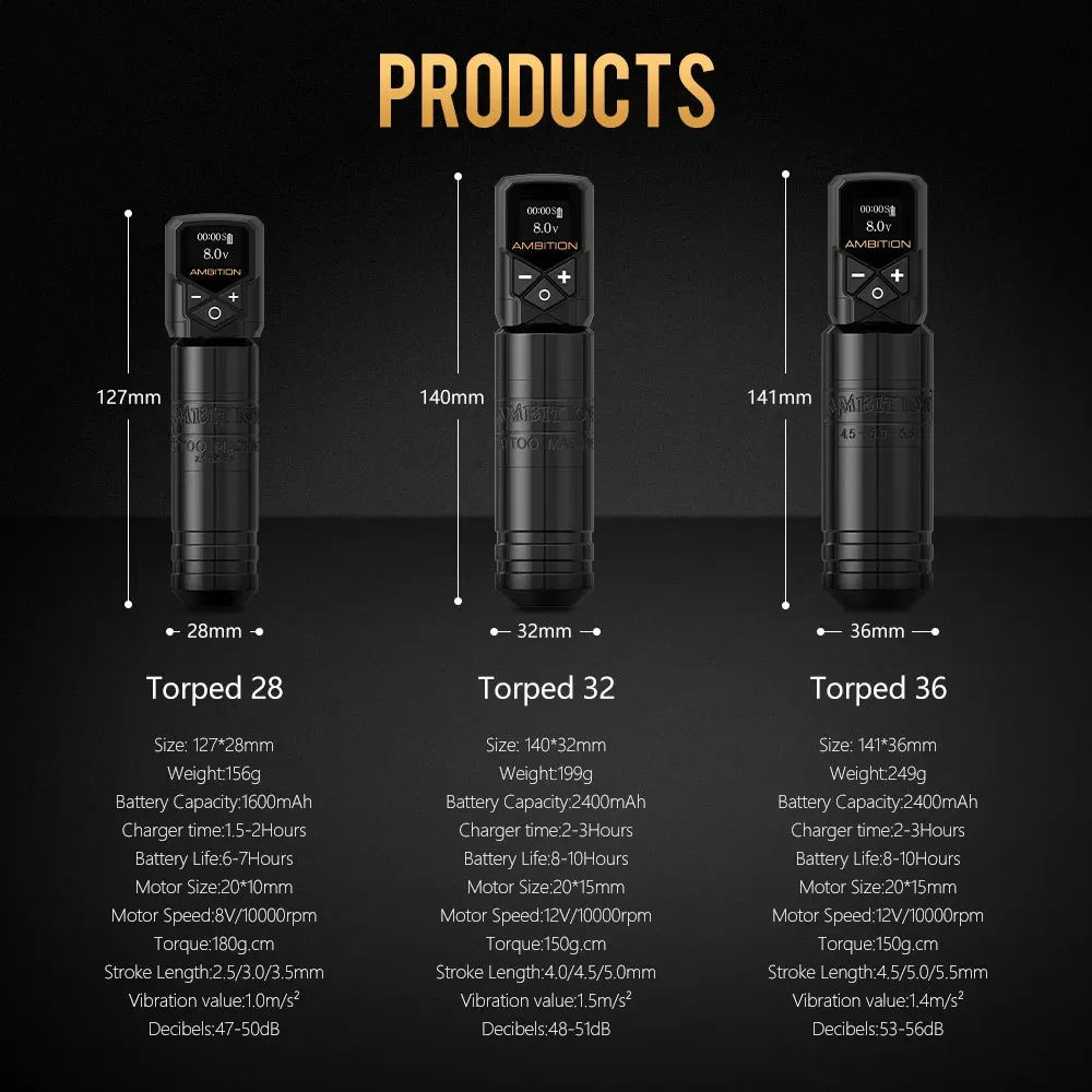 Ambition Torped Rotary Tattoo Machine Pen Brushless From Huan07