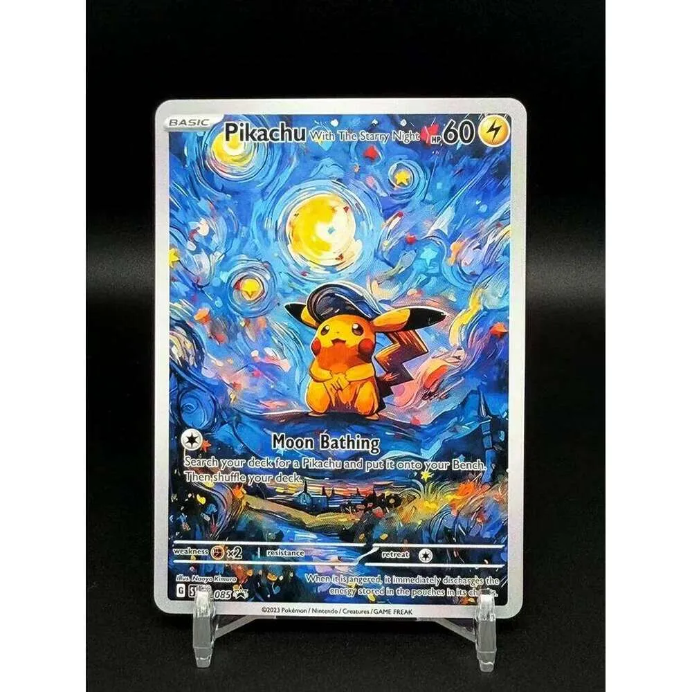 starry night pokemon card Holo Umbreon or Espeon caf terrace / Custom holographic MarinkiArt Pokemon Starry night 7