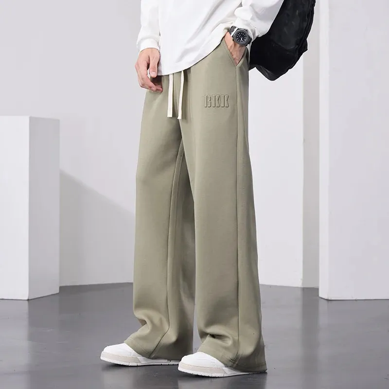 Mens Cotton Straight Wide Leg Sweatpants Drawstring From Qida05