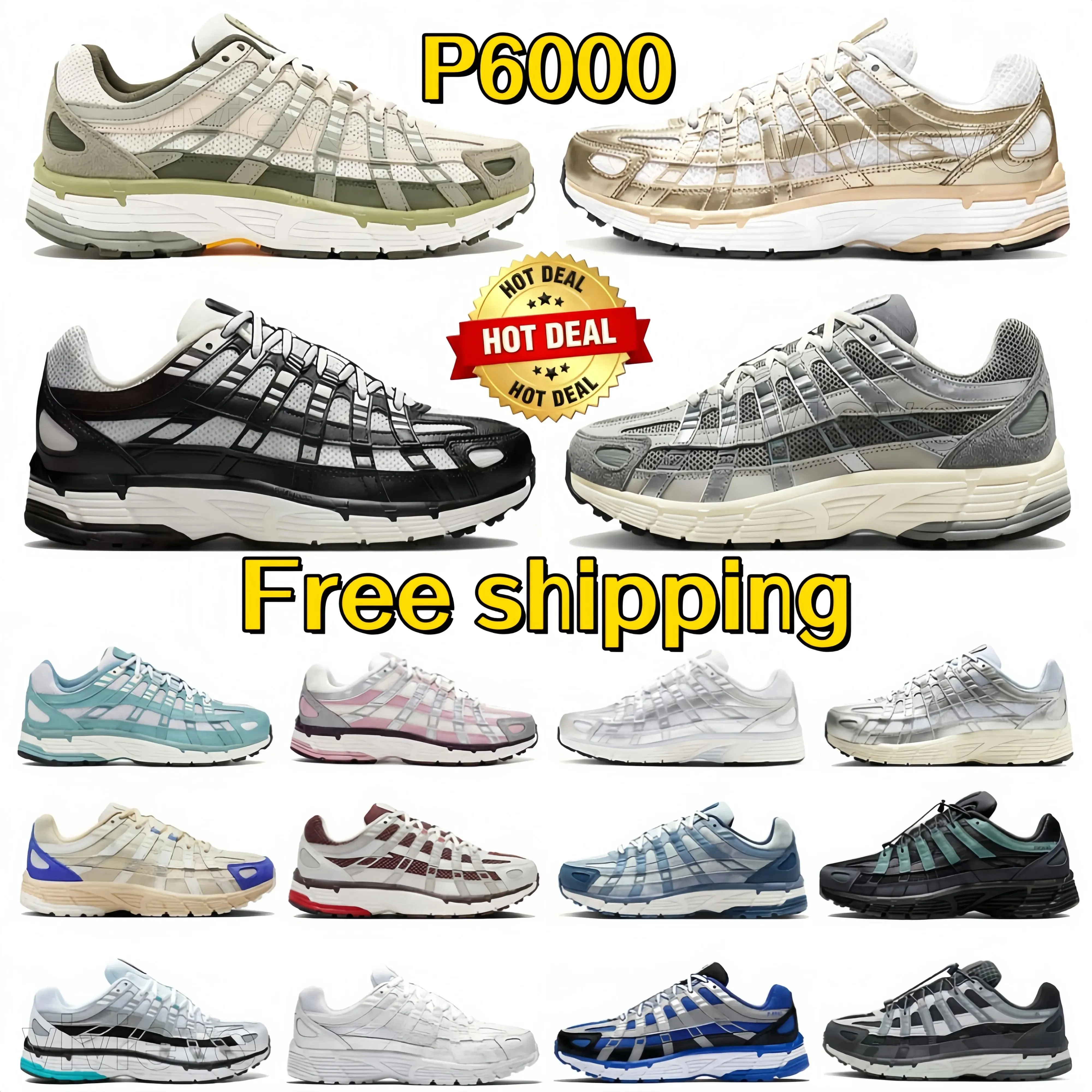 Designer Shoes P6000 95s Men Women Outdoor Sneakers Triple Black White ...