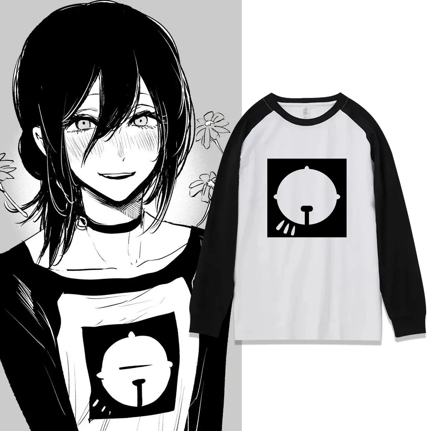 reze long sleeve vs reze dress Anime Chainsaw Man  The MovieReze Arc Cosplay Costume Black Splice Long  Sleeves T-shirt Tops Wig Man Woman Daily Leisure Set