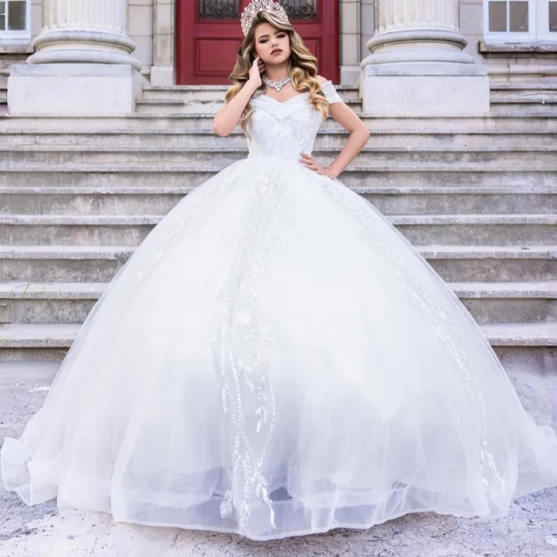 White Shiny Quinceanera Dresses Off The Shoulder... From 248,52  | DHgate