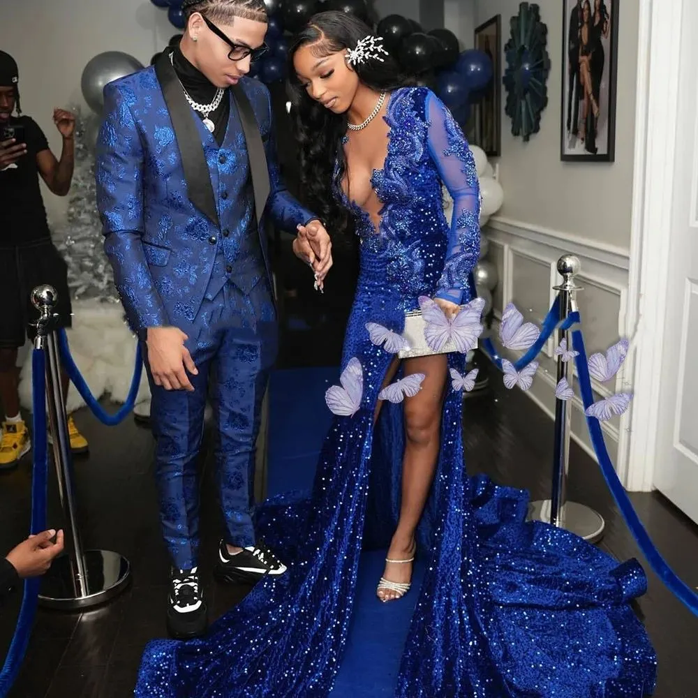 red carpet royal blue dresses Angela V. Benson Royal Blue Off Shoulder 2024 Grammys Red Carpet Dress