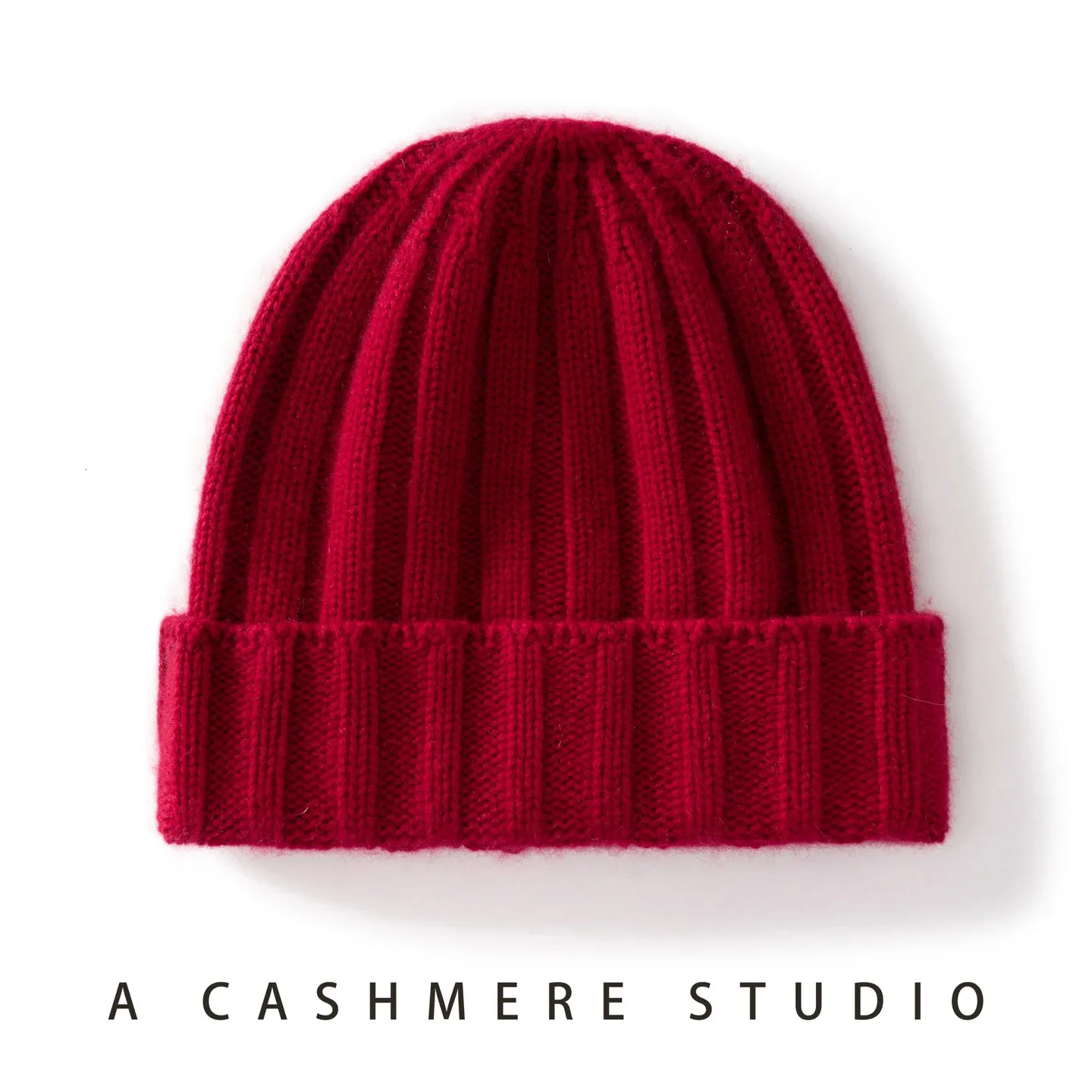 100% Cashmere Ribbed Cuffed Beanie - Winter Hat - Adjustable Fit Style Republic Women main image 4