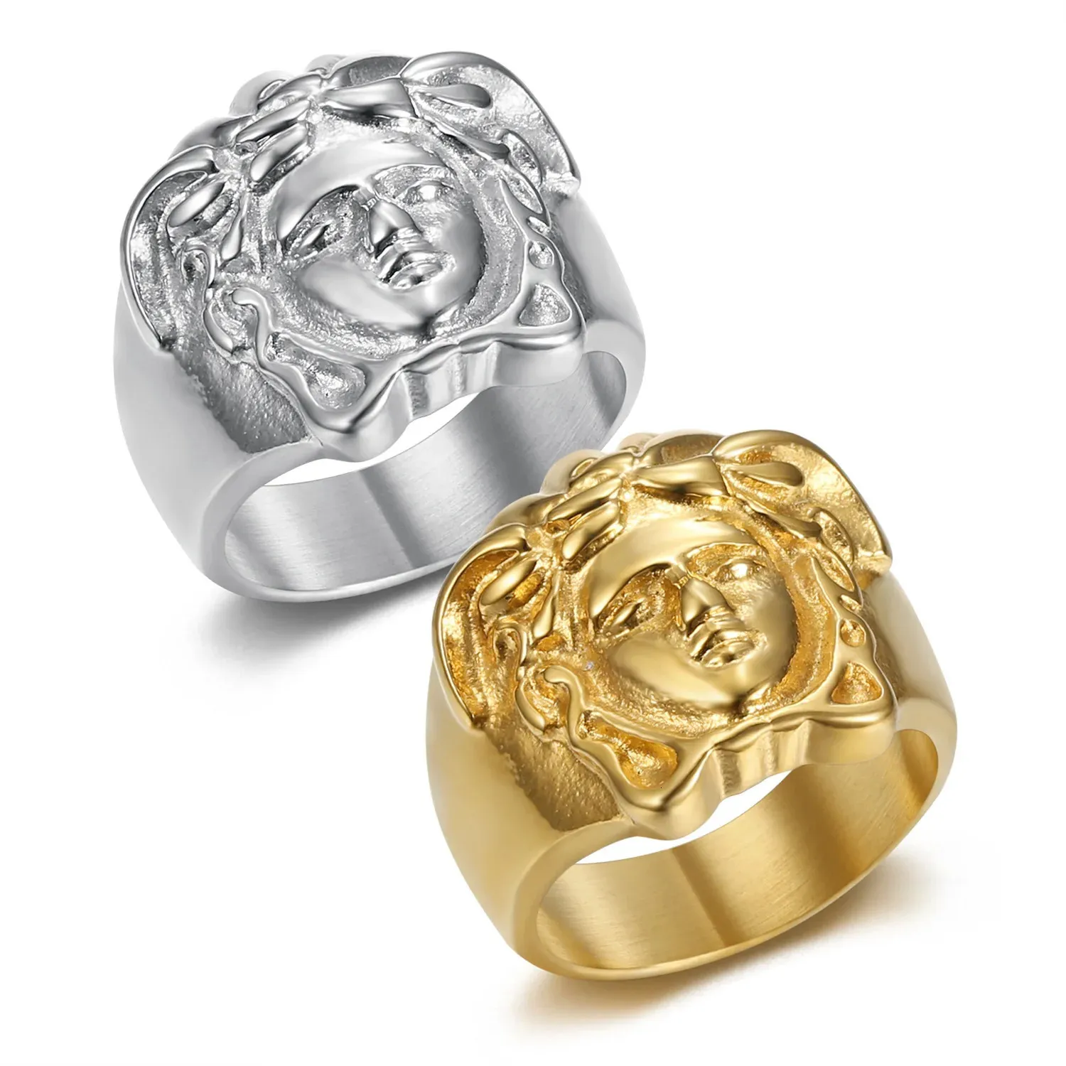 Greek Image Shape Stainless Steel Statement Ring Heavy Metal Hip Hop ...