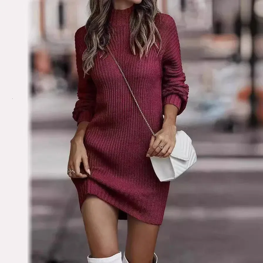 Short Tight Sweater Dress Pullover Bodycon Sweater Dress For Women Long  Sleeve Turtleneck