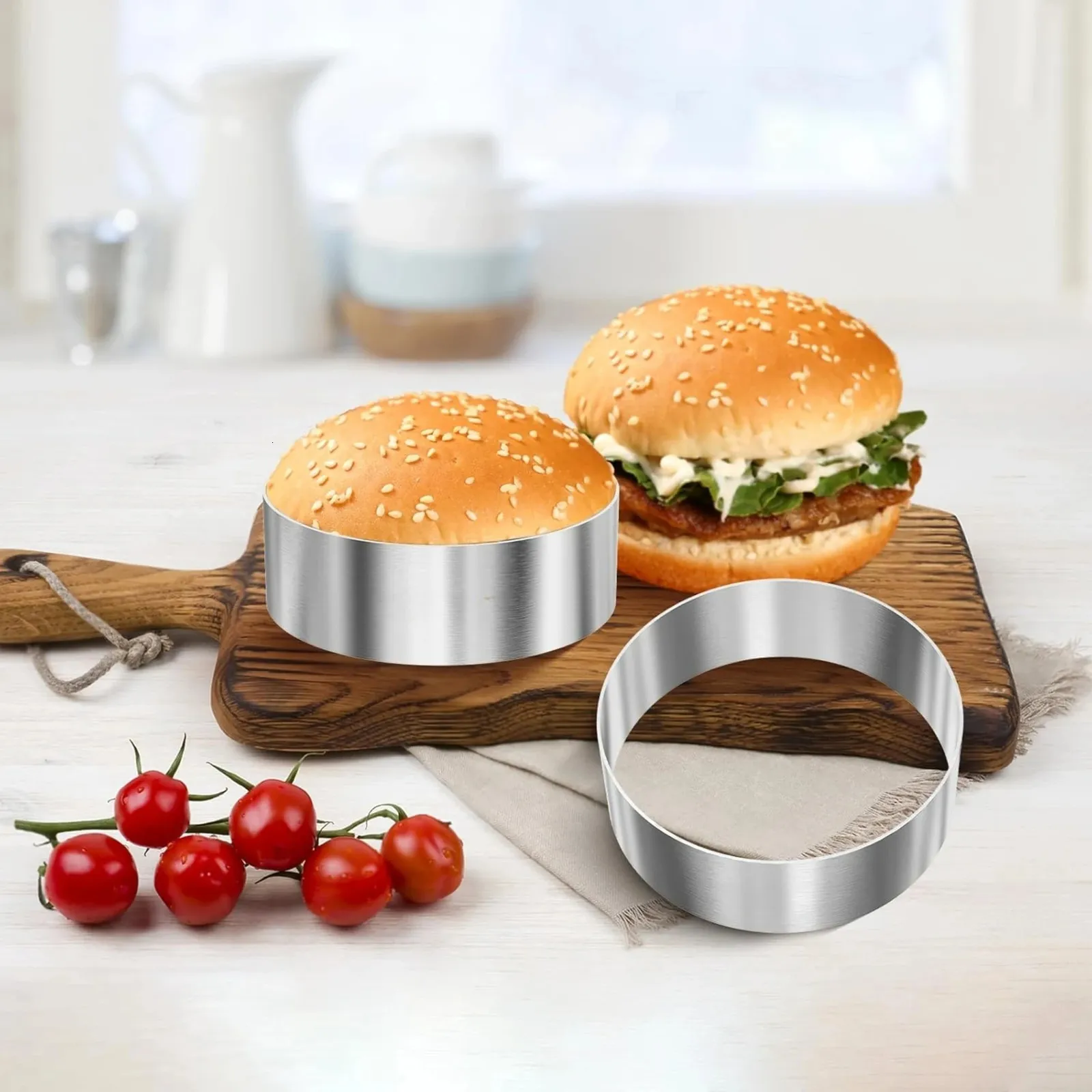 304 Stainless Steel Hamburger Bun Rings 3.15-6.3 in 8-16 cm Round Cake ...
