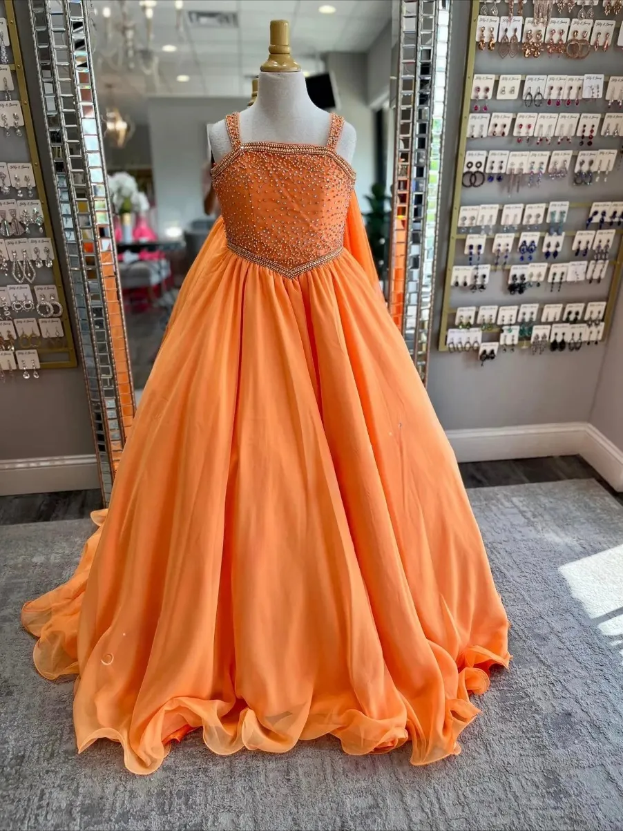 orange dress princess Elegant Princess Party Wear Gown Orange Prom Dresses