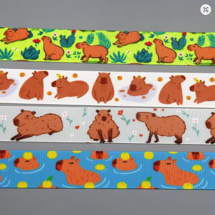 50 Yards Capybara Printed Grosgrain Ribbon 22mm Wide Polyester for ...