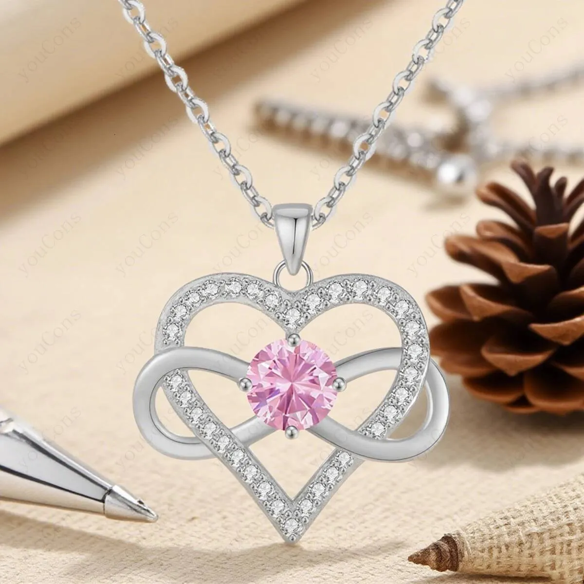 Collana Donna Con Ciondolo In Zircone Cubico E Catenina Argentea 45cm - Regalo In Scatola Portagioie