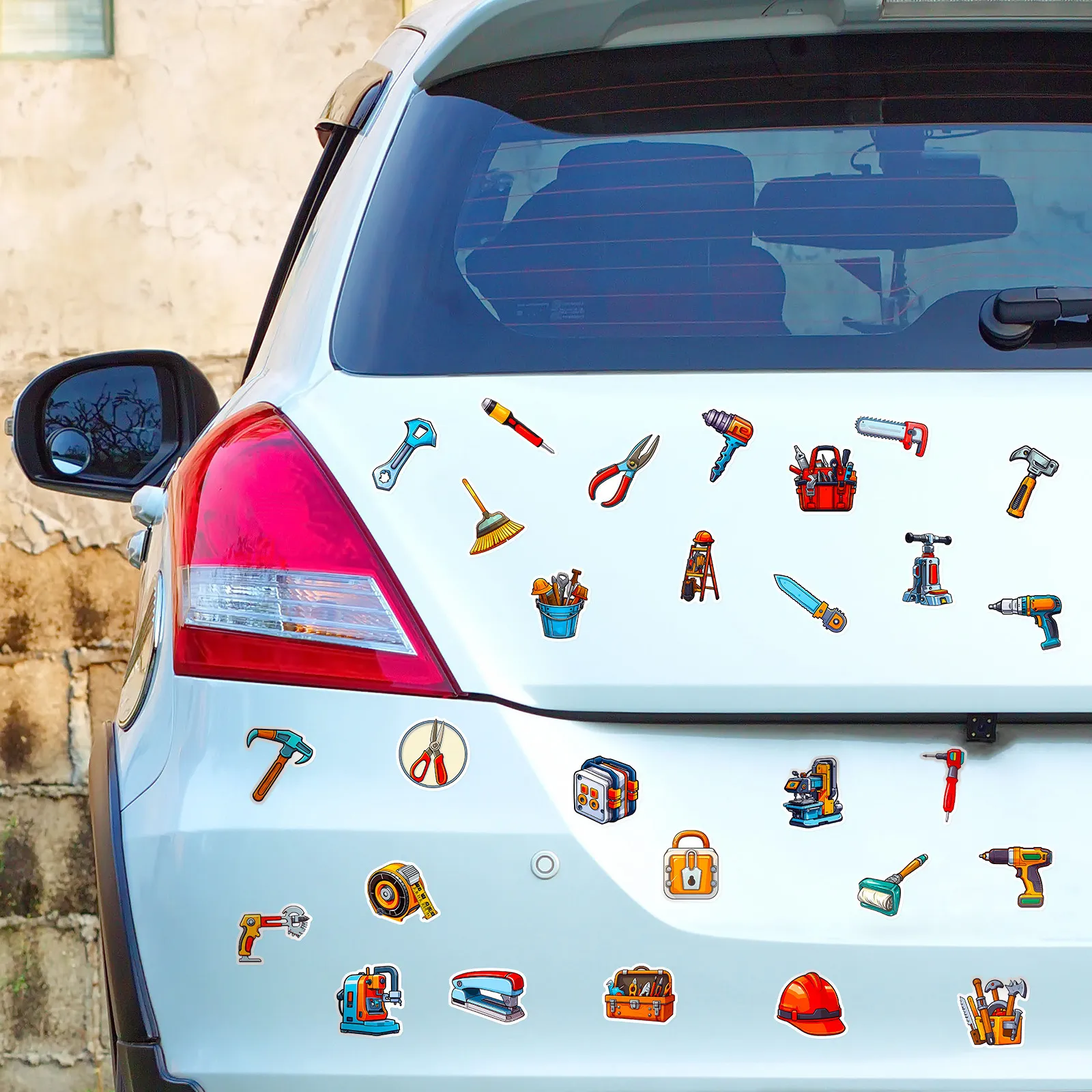 50-piece children's tool stickers set PVC vinyl reflective 1.57-2.76 in ...