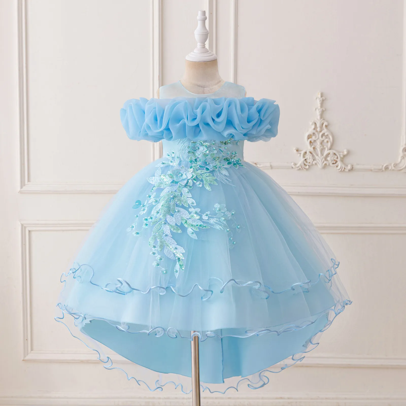 one year old princess dress Nokio Birthday Party Princess Dresses, Baby Girls Princess Party Dress, Children's Dress Lace Color Matching Baby One Year Old Dress Bow Princess