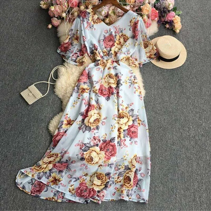 floral chiffon print cut out maxi dress Blue Floral Chiffon Print Cut Out Maxi Dress