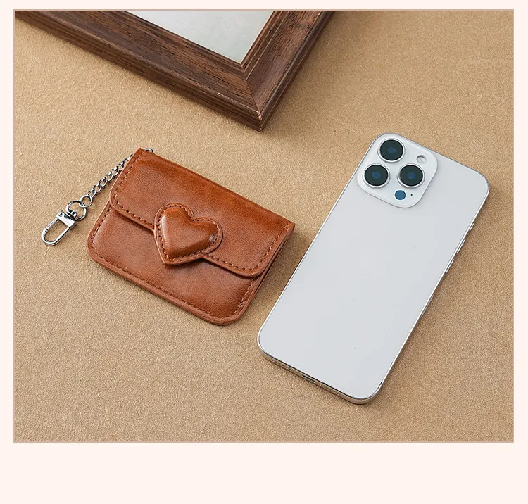 Leather Card Purse Mini Bag with Cover Closure for Women, PU Material ...