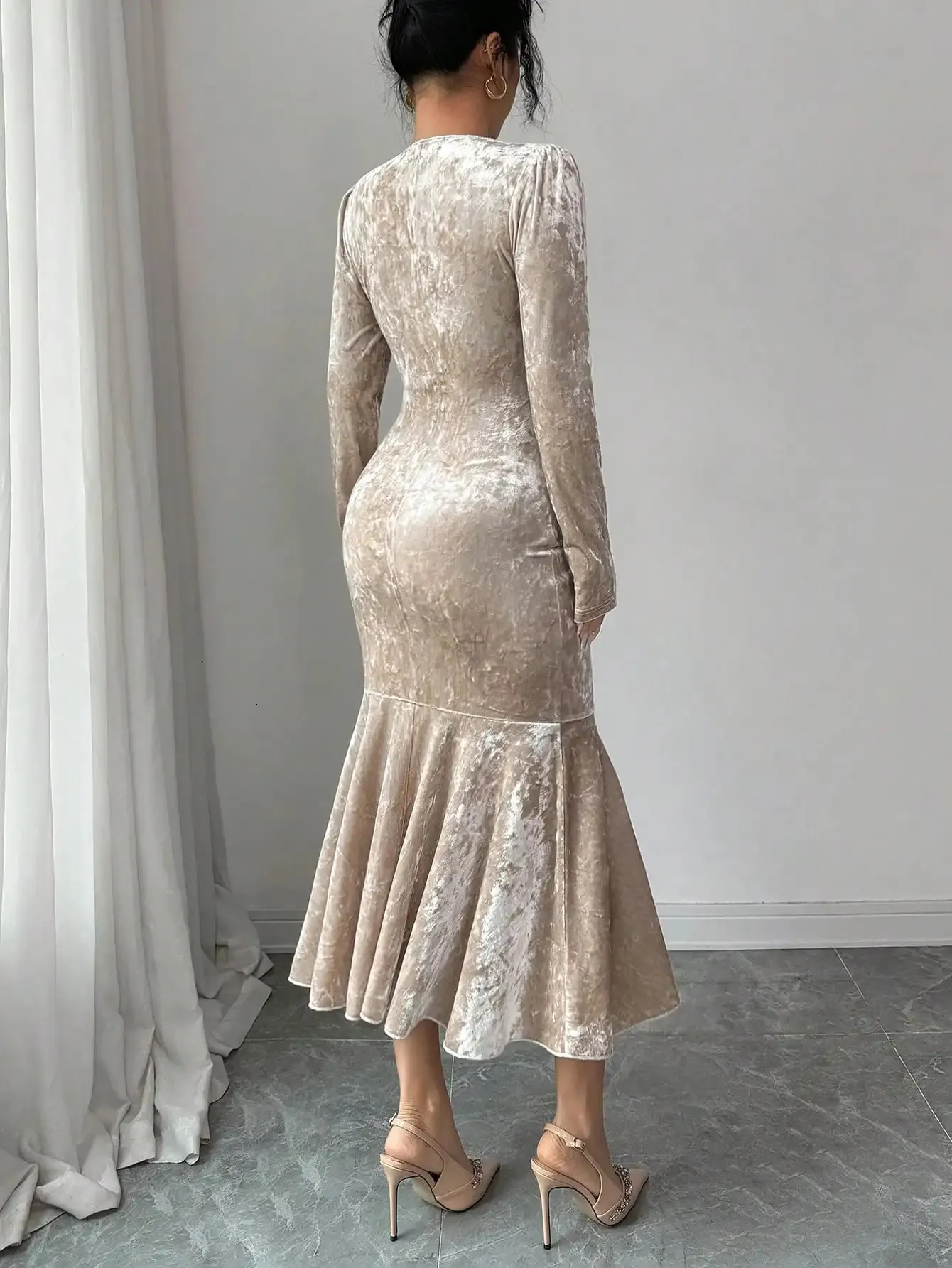 mermaid midi dress formal Women's Blanche Mermaid Midi Dress Black S/M/L/XL/XXL MEAN BLVD