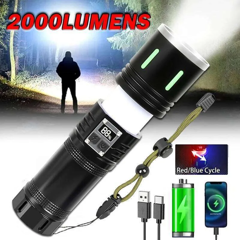 Flashlight Using Battery 2-in-1 Rechargeable LED Flashlight Handheld Tactical Light with Built ...