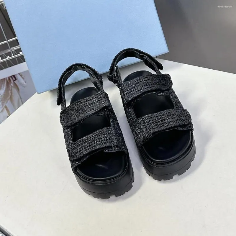 Handmade Gladiator Raffia Sandals For Women Open Toe Beach Shoes_voghion.com