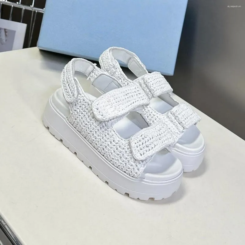 Handmade Gladiator Raffia Sandals For Women Open Toe Beach Shoes_voghion.com