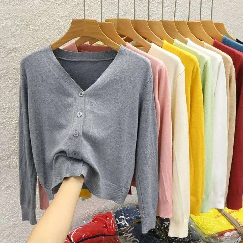 Polyester S/weather 2026 Korean Style V Neck Knit Cardigan Sweater Black Polyester Long ...